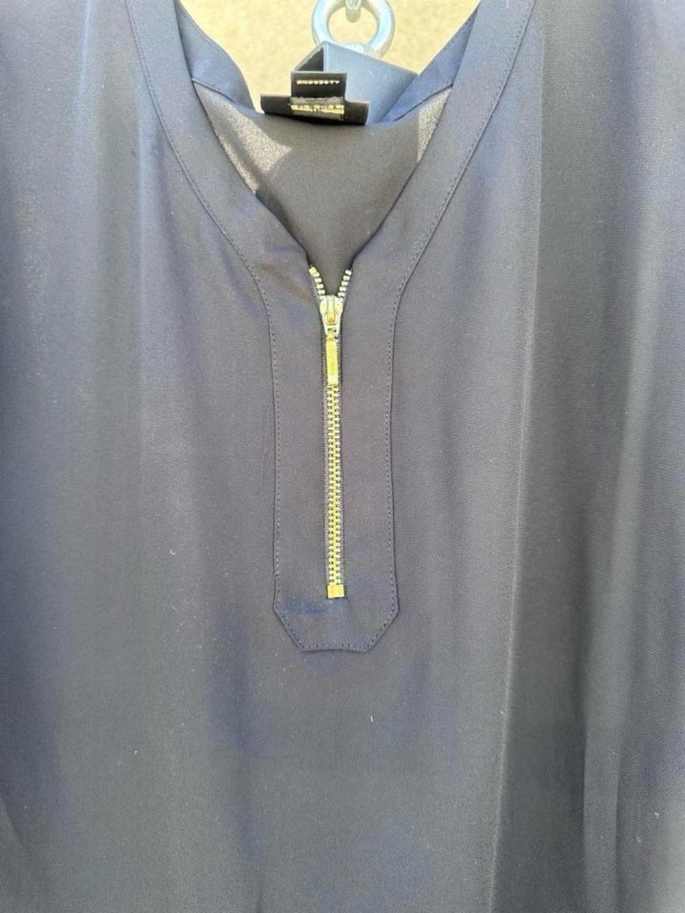 Worthington Black Long-Sleeve Zip-Front Blouse - Picture 4 of 7